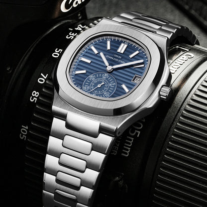 DIDUN Mens Watches Top Brand Luxury Business Stainless Watch Male Military Quartz Chronograph Analog Date Clock Steel Wristwatch
