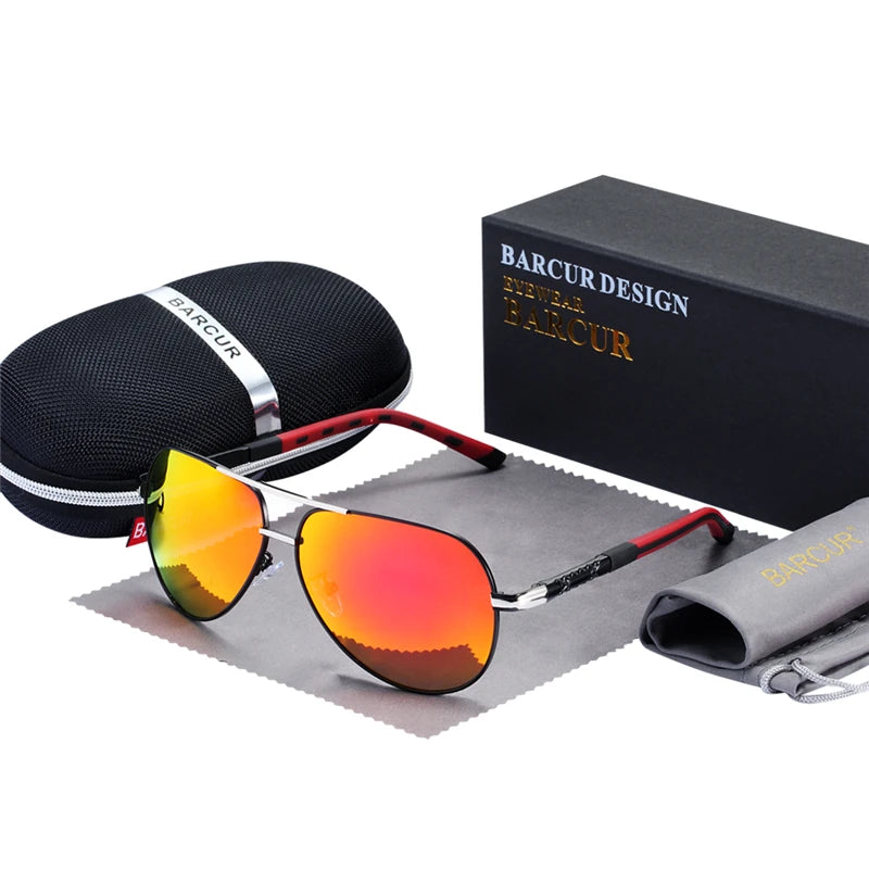 Ochelari de soare vintage din aluminiu BARCUR pentru bărbați, cu strat polarizat, ochelari de soare clasici pentru femei, accesorii de conducere pentru bărbați, ochelari