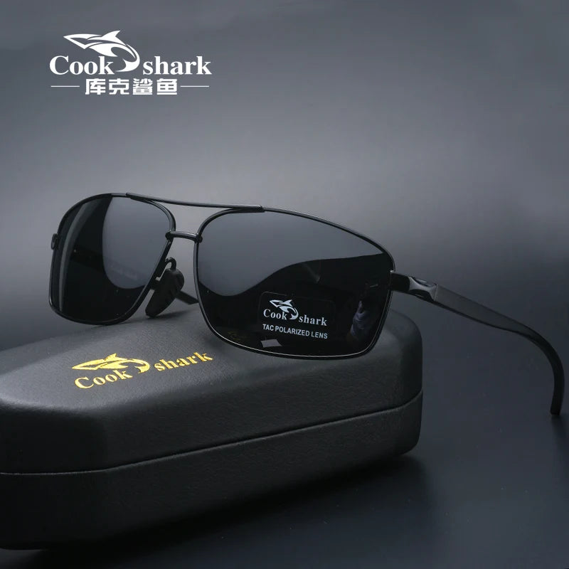 Cook Shark Ochelari de soare cu schimbare de culoare, model nou, pentru bărbați, cu polarizare Tidal, oglindă pentru șofer, ochelari de conducere cu vedere nocturnă