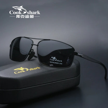 Cook Shark Ochelari de soare cu schimbare de culoare, model nou, pentru bărbați, cu polarizare Tidal, oglindă pentru șofer, ochelari de conducere cu vedere nocturnă