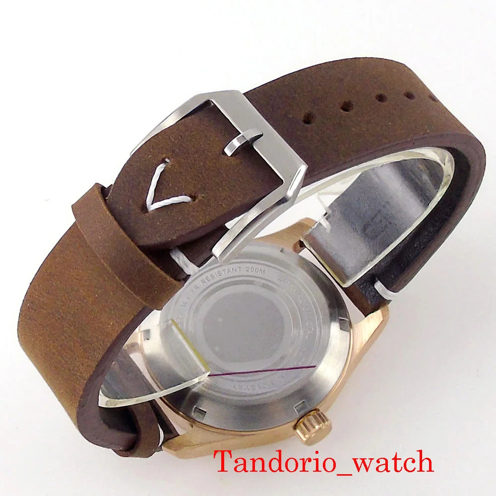 Tandorio NH35A PT5000 Solid Full Cusn8 Bronze 200m Waterproof 39mm Automatic Men Watch Sapphire Crystal Date C3 Luminous Marks
