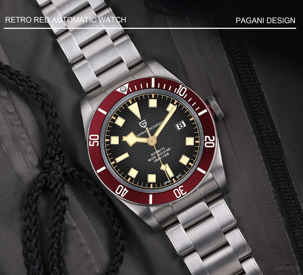 PAGANI DESIGN BB58 Steel Men's Mechanical Wrist Watches Luxury Automatic Watch For Men AR Sapphire Mirror Sport Waterproof Watch
