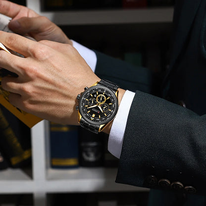 Herrenuhr CURREN – Trendige Uhr einer bekannten Marke, Luxusmodell, wasserdicht, aus Edelstahl, sportlicher Stil, Quarz-Chronograph