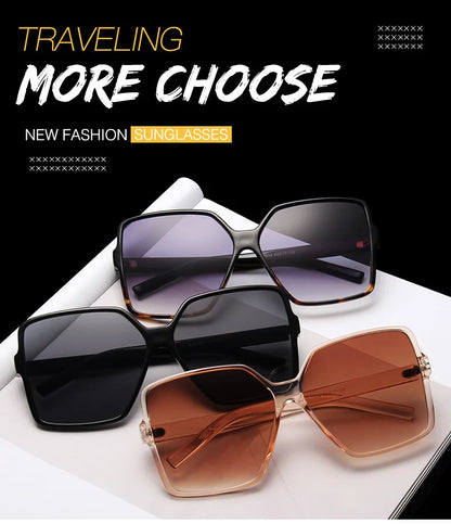 Ochelari de soare oversize pentru femei, din plastic cu efect de gradient, de marcă, de designer, pentru femei, UV400