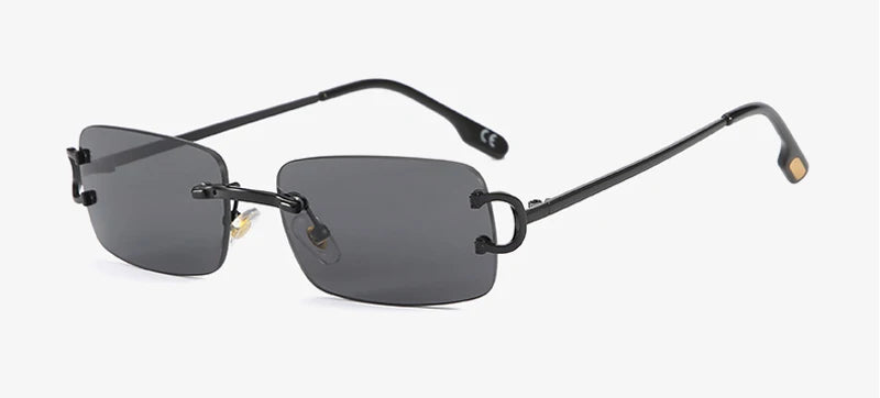 Ochelari de soare retro Kachawoo, dreptunghiulari, fără ramă, pentru bărbați și femei, UV400, mici, la modă, albastru, roz, auriu, metalici, cadouri de ziua de naștere
