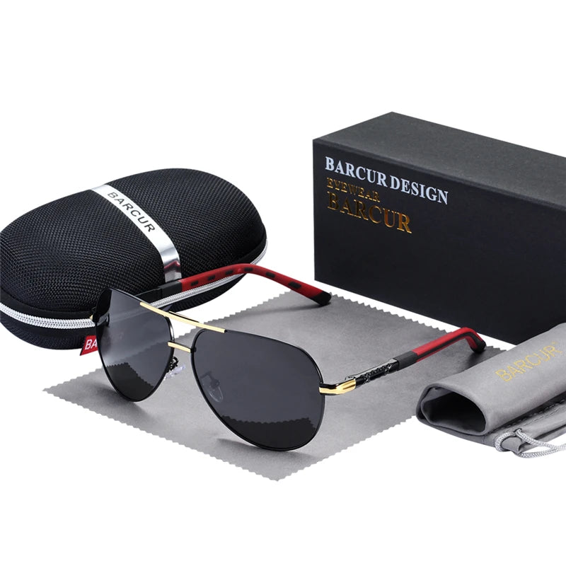 Ochelari de soare vintage din aluminiu BARCUR pentru bărbați, cu strat polarizat, ochelari de soare clasici pentru femei, accesorii de conducere pentru bărbați, ochelari