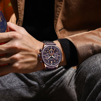 Herrenuhr CURREN – Trendige Uhr einer bekannten Marke, Luxusmodell, wasserdicht, aus Edelstahl, sportlicher Stil, Quarz-Chronograph