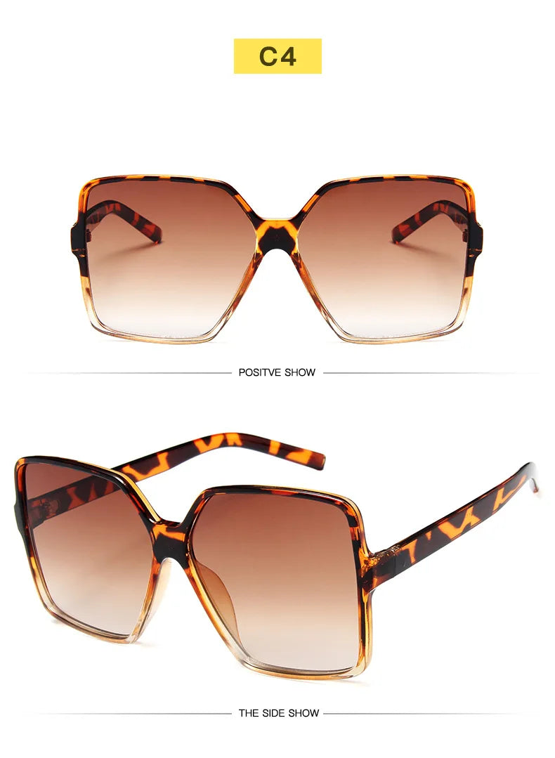 Ochelari de soare oversize pentru femei, din plastic cu efect de gradient, de marcă, de designer, pentru femei, UV400