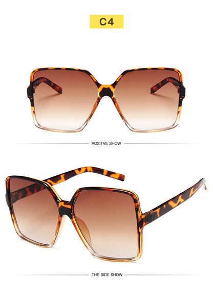 Ochelari de soare oversize pentru femei, din plastic cu efect de gradient, de marcă, de designer, pentru femei, UV400