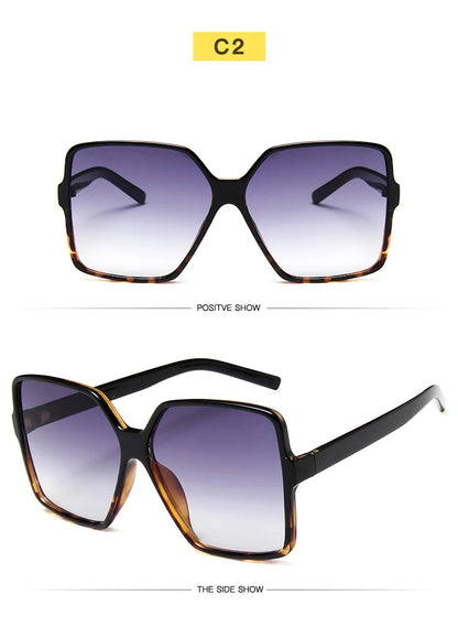 Ochelari de soare oversize pentru femei, din plastic cu efect de gradient, de marcă, de designer, pentru femei, UV400