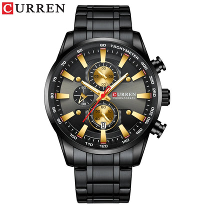 Curren Men's Watch Top Luxury Brand Big Dial Blue Quartz Men Watches Chronograph Sport Wristwatch Man Stainless Steel Date Clock