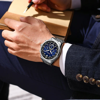 Herrenuhr CURREN – Trendige Uhr einer bekannten Marke, Luxusmodell, wasserdicht, aus Edelstahl, sportlicher Stil, Quarz-Chronograph