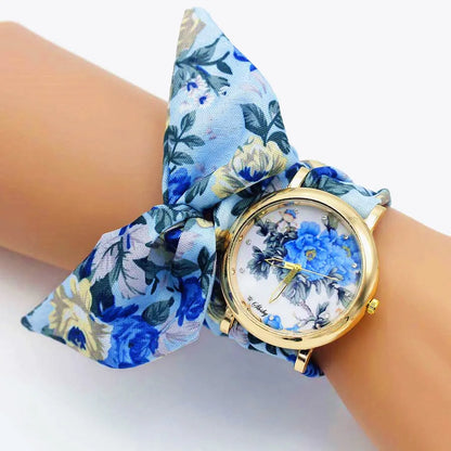 Shsby 2020 Women's Watches Fashion Floral Cloth Ladies Watches Flower Bracelet Clock Dress Wristwatch Luxury Relogio Feminino