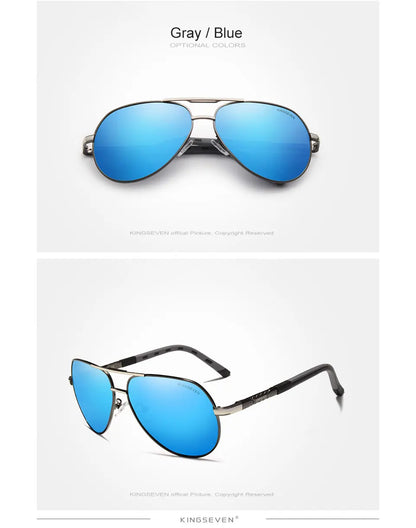 Ochelari de soare pentru bărbați marca KINGSEVEN, model Pilot, cu lentile polarizate UV400, ramă din aluminiu, ochelari de condus, ochelari casual pentru femei