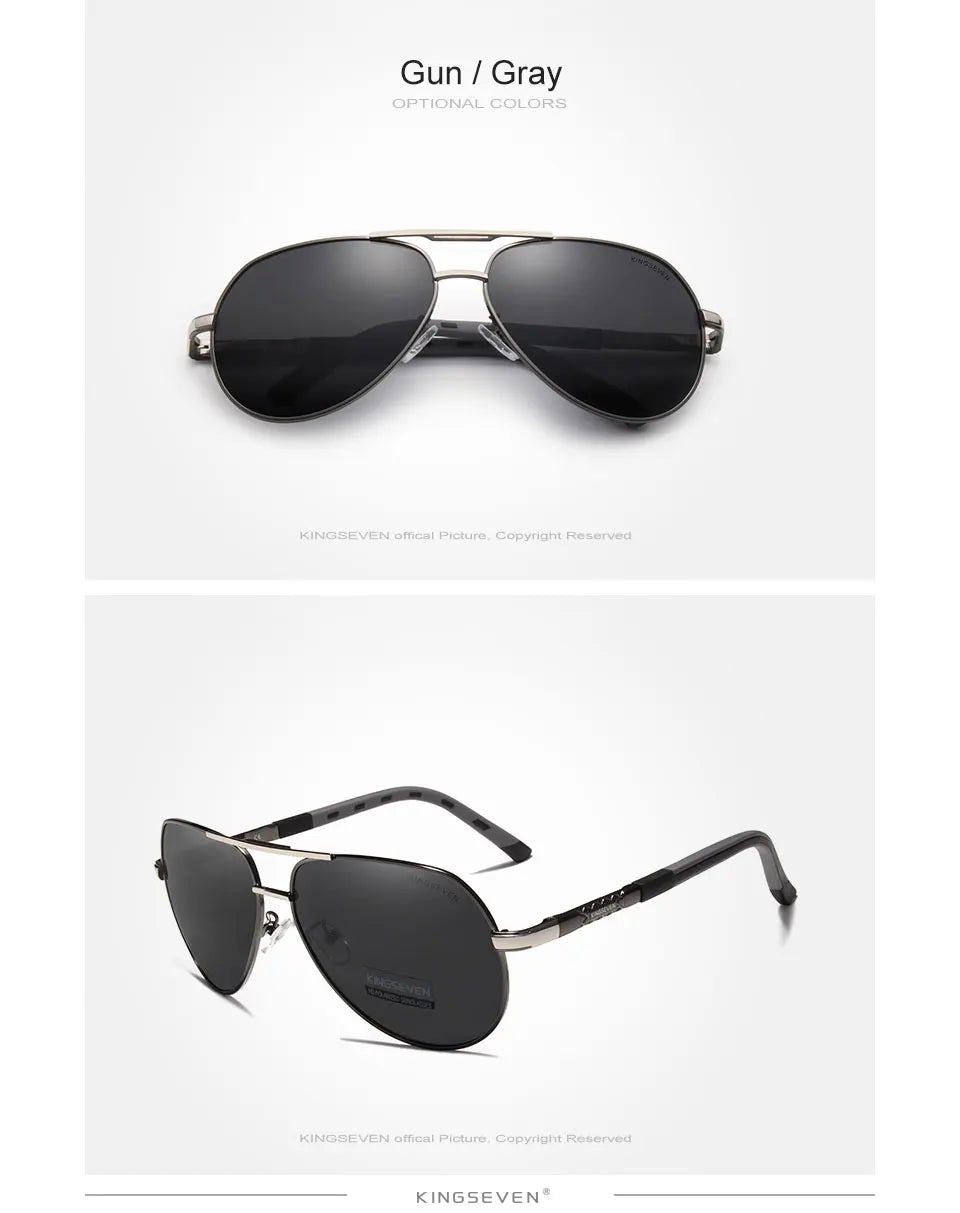 Ochelari de soare pentru bărbați marca KINGSEVEN, model Pilot, cu lentile polarizate UV400, ramă din aluminiu, ochelari de condus, ochelari casual pentru femei