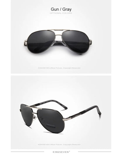 Ochelari de soare pentru bărbați marca KINGSEVEN, model Pilot, cu lentile polarizate UV400, ramă din aluminiu, ochelari de condus, ochelari casual pentru femei