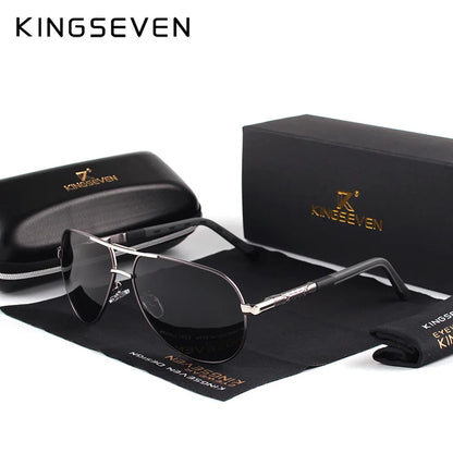 Ochelari de soare pentru bărbați marca KINGSEVEN, model Pilot, cu lentile polarizate UV400, ramă din aluminiu, ochelari de condus, ochelari casual pentru femei