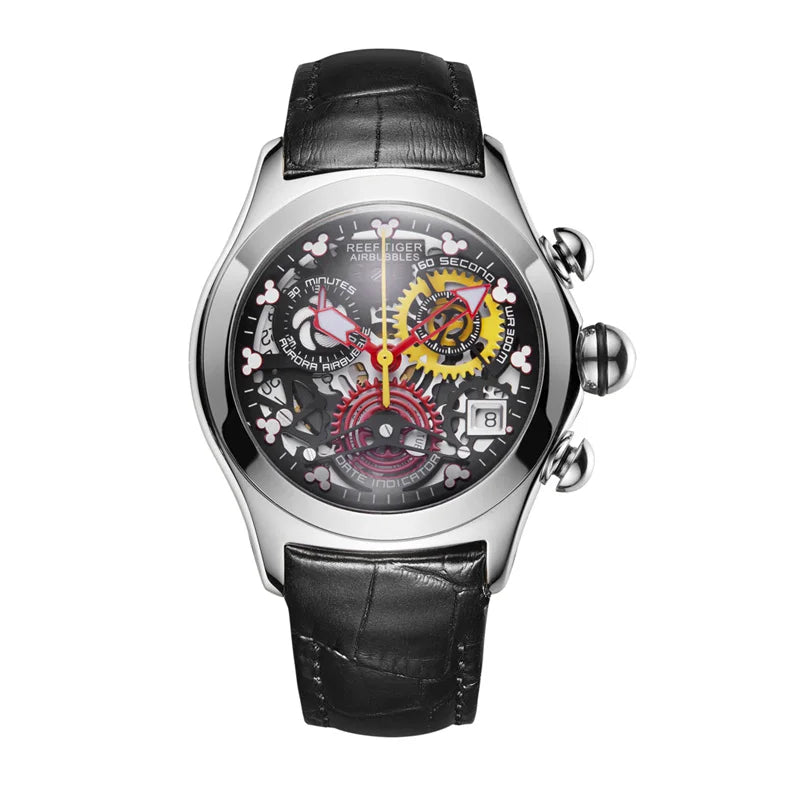 Reef Tiger New Designer Top Brand Luxury Fashion Watches for Women Steel Skeleton Watches Blue Strap Sport Watches RGA7181