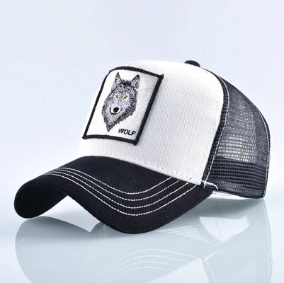 K Snapback Trucker Cap Men's Breathable Mesh Baseball Caps For Women Outdoor Casual Baseball Hat With Wolf Embroidery Patch