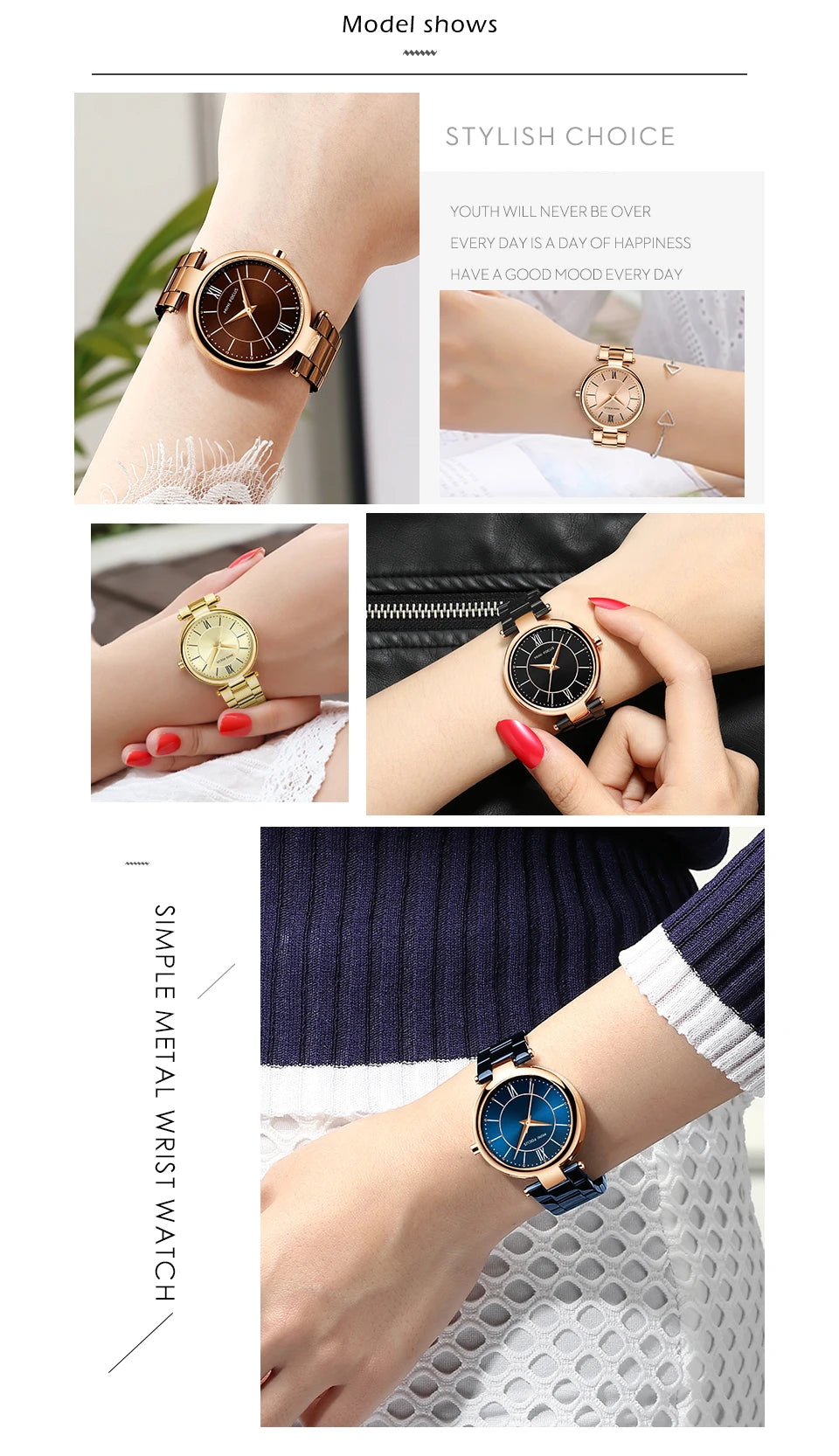 MINI FOCUS Stainless Steel Strap Watches for Women Waterproof Luxury Dress Quartz Wrist Watch Woman Lady Coffee Brown MF0189L