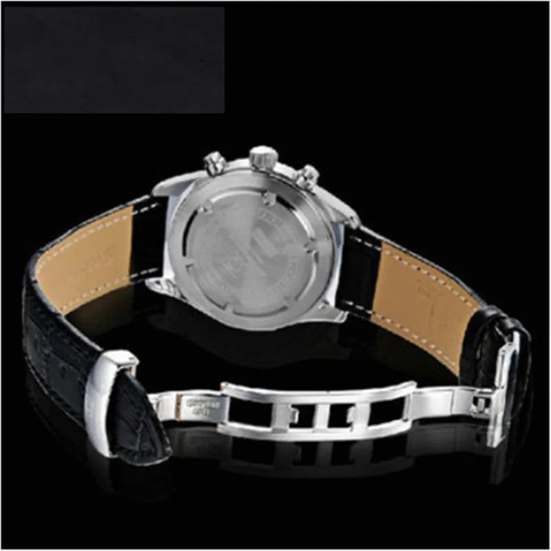 Chronograph luminous military running sport full steel men stopwatch genuine leather strap luxury brand watches sapphire reloj