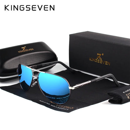 Ochelari de soare pentru bărbați marca KINGSEVEN, model Pilot, cu lentile polarizate UV400, ramă din aluminiu, ochelari de condus, ochelari casual pentru femei