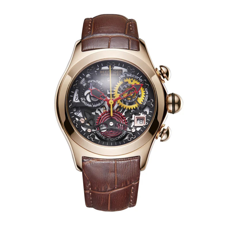 Reef Tiger New Designer Top Brand Luxury Fashion Watches for Women Steel Skeleton Watches Blue Strap Sport Watches RGA7181
