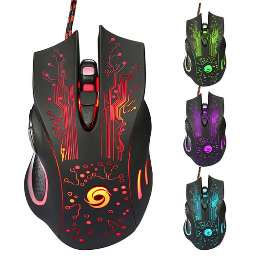 6D USB Wired Gaming Mouse 3200 DPI RGB LED Optical Gaming Mouse with 6 Programmable Buttons for PC, Laptop & Desktop