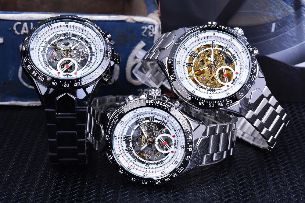 Montre mécanique automatique pour homme en acier inoxydable