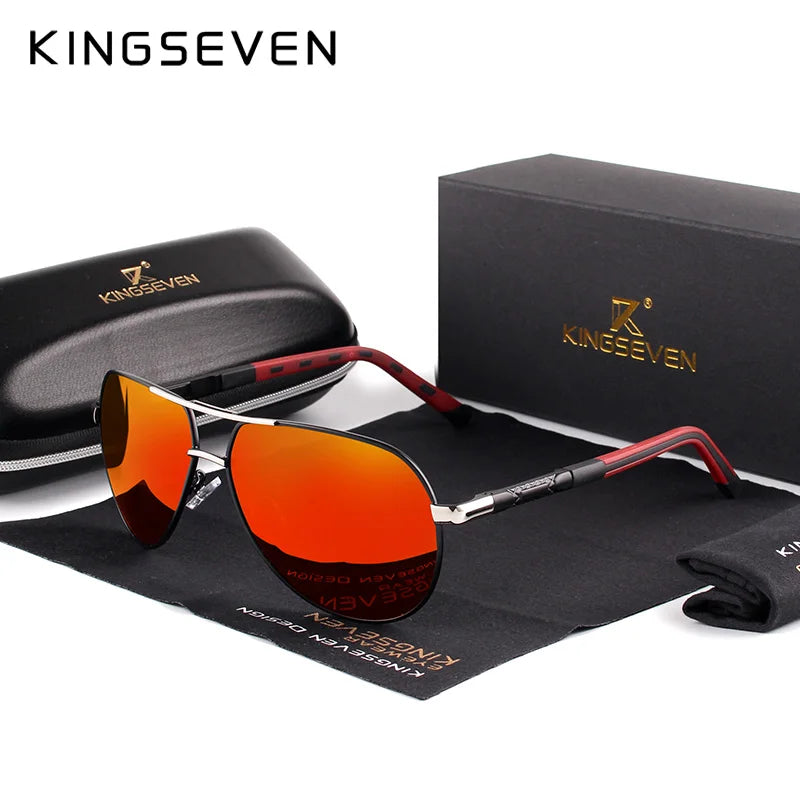 Ochelari de soare pentru bărbați marca KINGSEVEN, model Pilot, cu lentile polarizate UV400, ramă din aluminiu, ochelari de condus, ochelari casual pentru femei