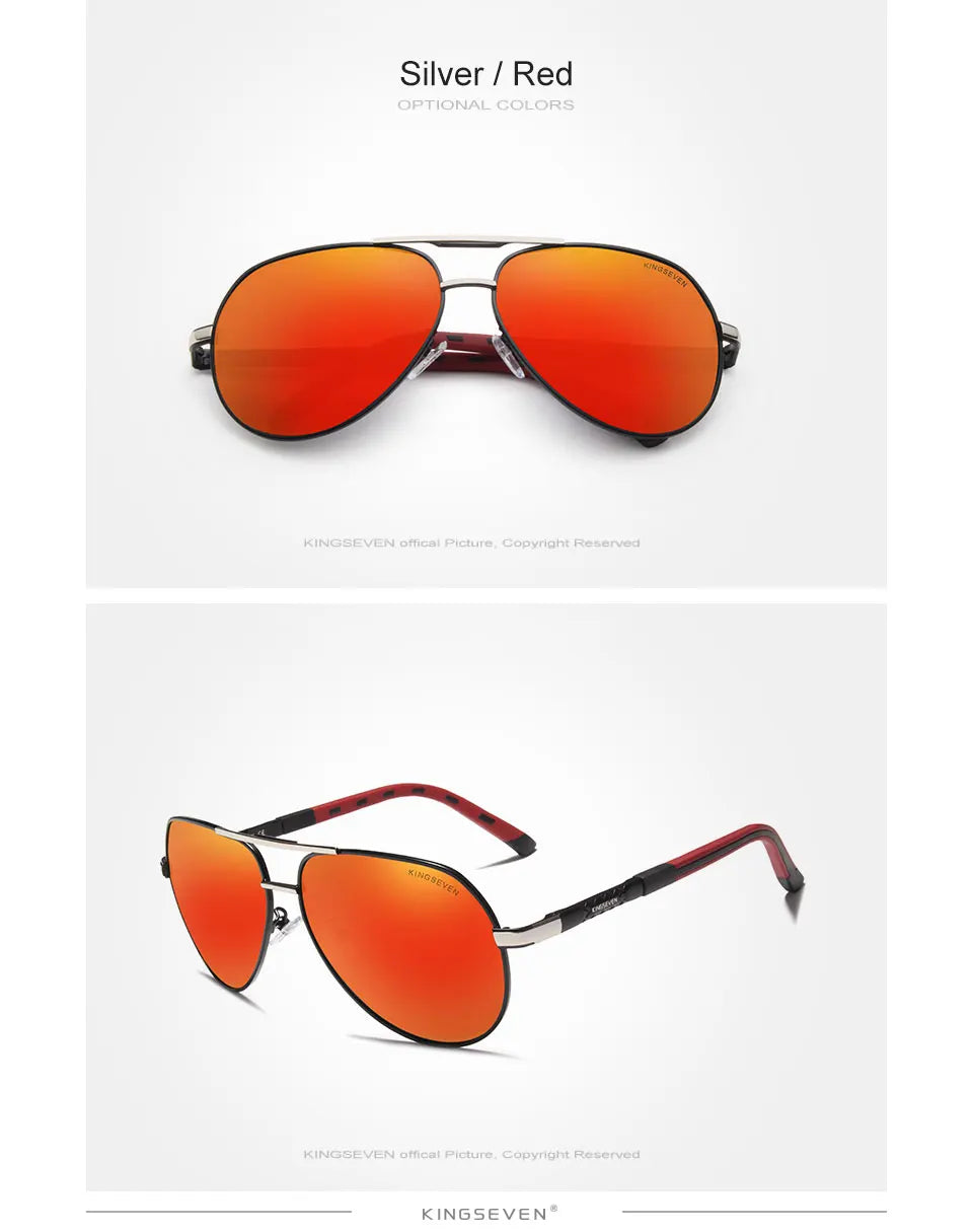 Ochelari de soare pentru bărbați marca KINGSEVEN, model Pilot, cu lentile polarizate UV400, ramă din aluminiu, ochelari de condus, ochelari casual pentru femei