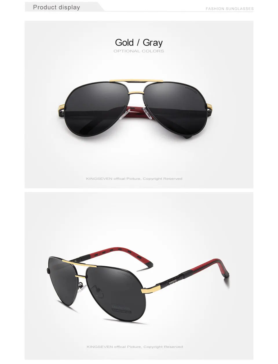 Ochelari de soare pentru bărbați marca KINGSEVEN, model Pilot, cu lentile polarizate UV400, ramă din aluminiu, ochelari de condus, ochelari casual pentru femei