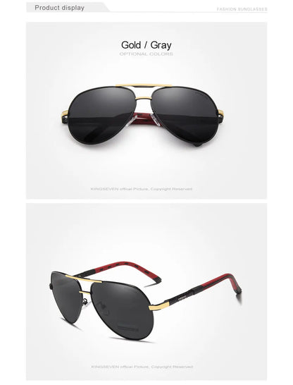 Ochelari de soare pentru bărbați marca KINGSEVEN, model Pilot, cu lentile polarizate UV400, ramă din aluminiu, ochelari de condus, ochelari casual pentru femei