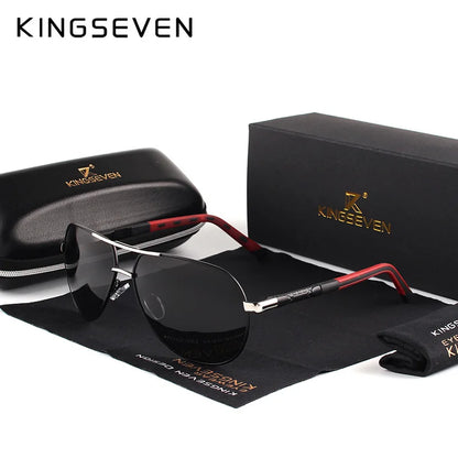 Ochelari de soare pentru bărbați marca KINGSEVEN, model Pilot, cu lentile polarizate UV400, ramă din aluminiu, ochelari de condus, ochelari casual pentru femei
