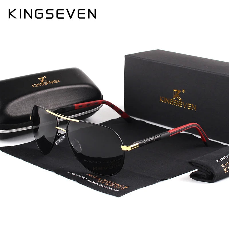 Ochelari de soare pentru bărbați marca KINGSEVEN, model Pilot, cu lentile polarizate UV400, ramă din aluminiu, ochelari de condus, ochelari casual pentru femei