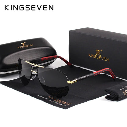 Ochelari de soare pentru bărbați marca KINGSEVEN, model Pilot, cu lentile polarizate UV400, ramă din aluminiu, ochelari de condus, ochelari casual pentru femei
