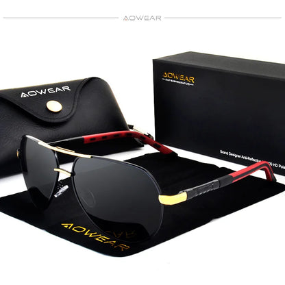 AOWEAR Ochelari de soare polarizați pentru aviație pentru bărbați, din aluminiu, pentru șofat, ochelari de soare pentru bărbați, de marcă, de designer, accesorii retro pentru ochelari, gafas