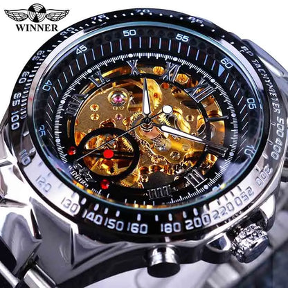 Montre mécanique automatique pour homme en acier inoxydable