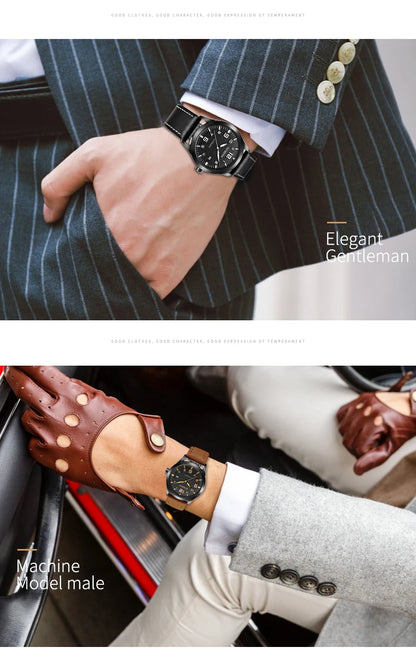 OCHSTIN Man Mechanical Pilot Wrist Watches Luxury Self Wind Leather Mechanic Male Clock Auto Date Relogio Masculino Gift for Men