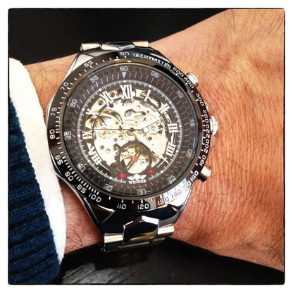 Montre mécanique automatique pour homme en acier inoxydable