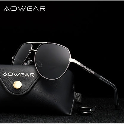 AOWEAR Ochelari de soare polarizați pentru aviație pentru bărbați, din aluminiu, pentru șofat, ochelari de soare pentru bărbați, de marcă, de designer, accesorii retro pentru ochelari, gafas