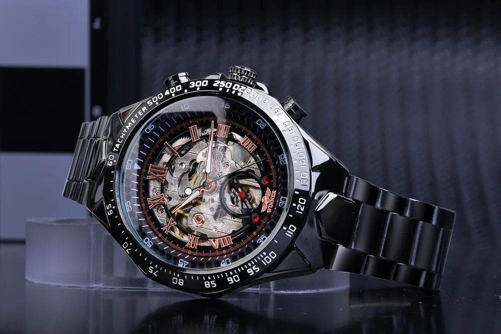 Montre mécanique automatique pour homme en acier inoxydable