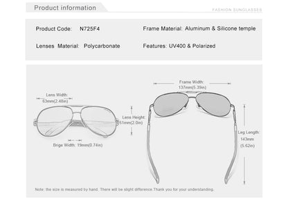 Ochelari de soare pentru bărbați marca KINGSEVEN, model Pilot, cu lentile polarizate UV400, ramă din aluminiu, ochelari de condus, ochelari casual pentru femei