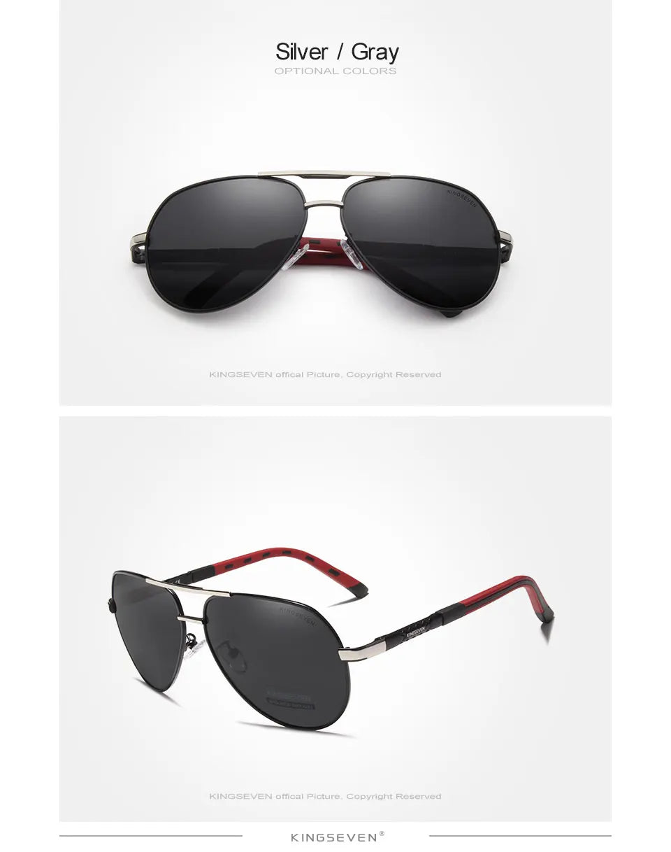 Ochelari de soare pentru bărbați marca KINGSEVEN, model Pilot, cu lentile polarizate UV400, ramă din aluminiu, ochelari de condus, ochelari casual pentru femei