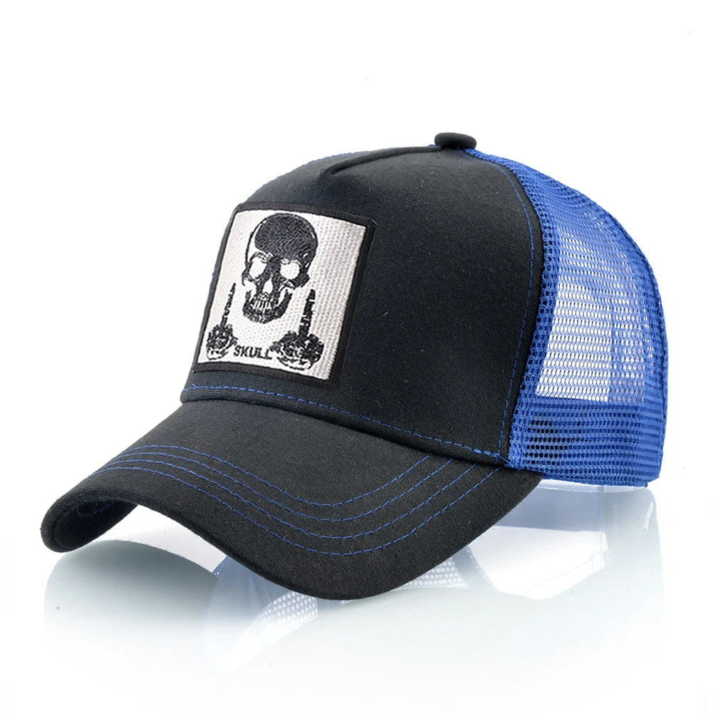 Men's Baseball Cap With Embroidery Skull Patch Snapback Hip Hop Trucker Cap Women Four Season Outdoor Breathable Visor Bone Hats