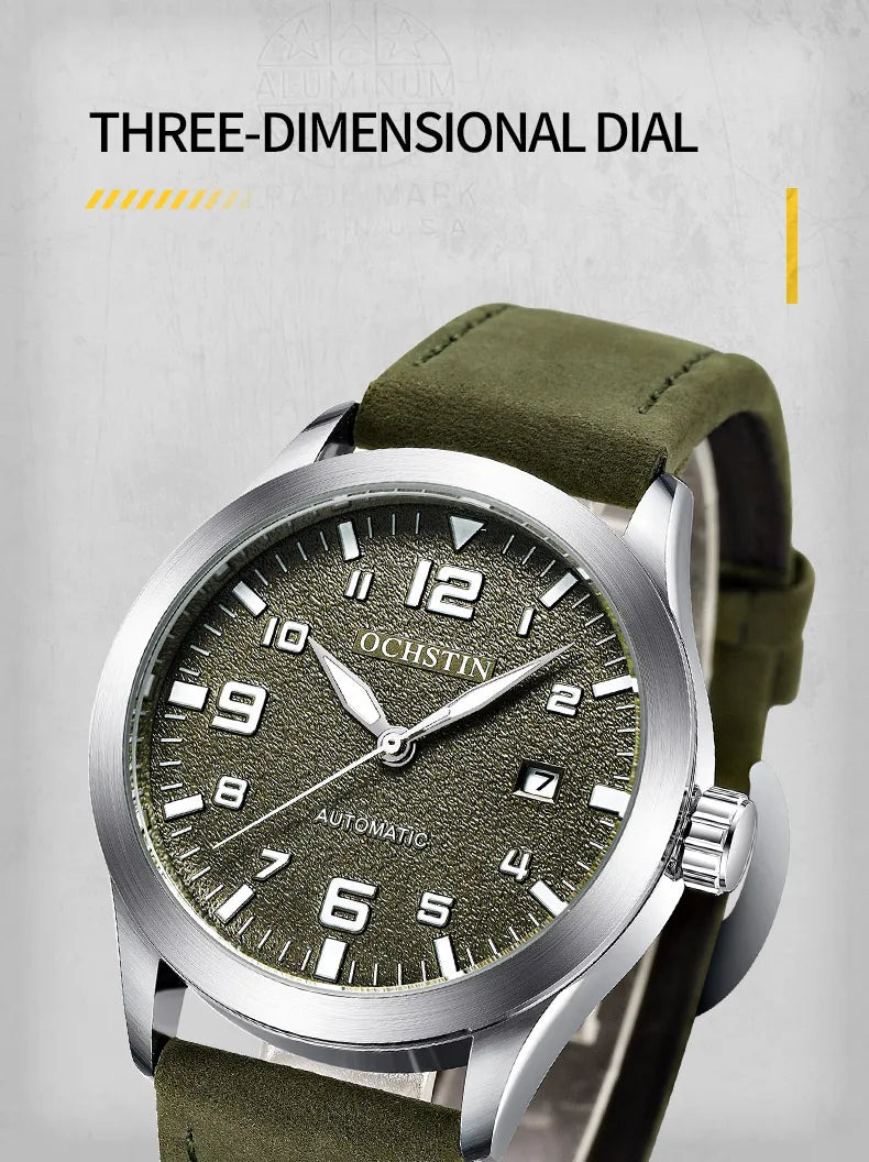 OCHSTIN Men Automatic Mechanical Watch Luxury Casual Dress Military Outdoor Sports Army Mens Wristwatches Waterproof Male Clock