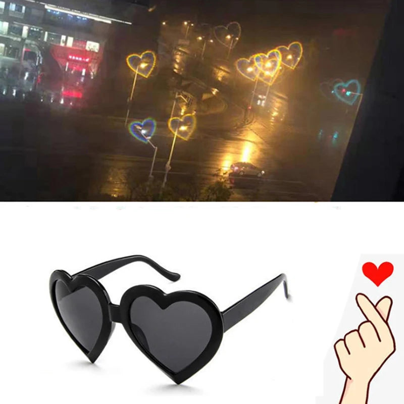 Ochelari cu efecte în formă de inimă – luminile se transformă în formă de inimă noaptea – ochelari cu difracție – ochelari de soare la modă pentru femei