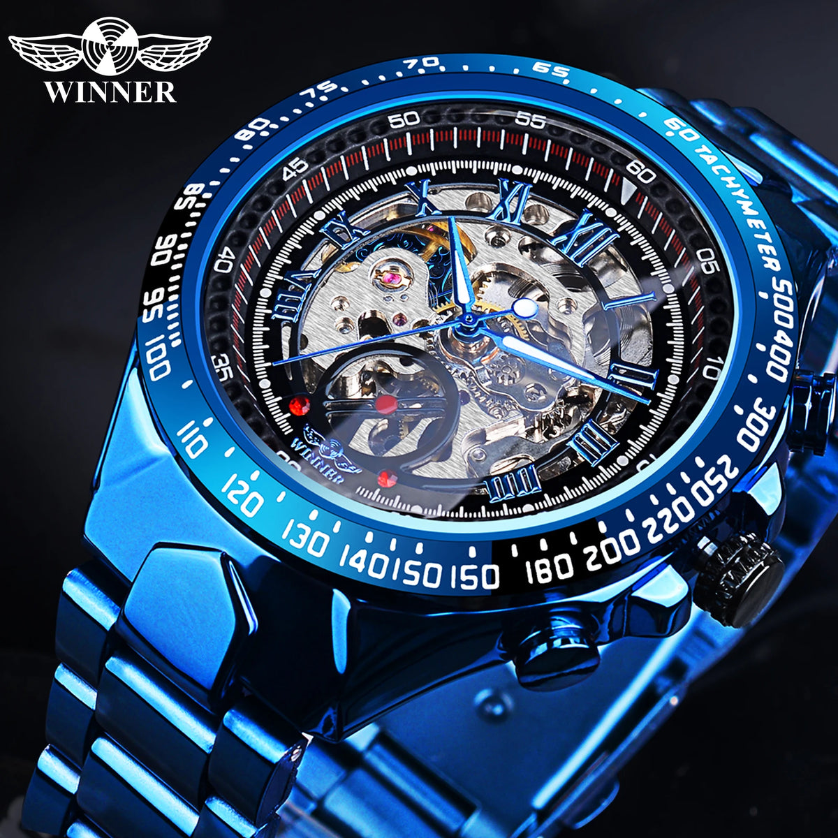 Montre mécanique automatique pour homme en acier inoxydable