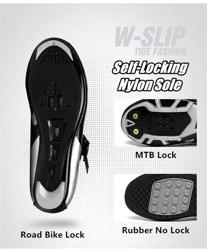 Professional Racing Road Bike Cycling Shoes for Men, Outdoor Non-Slip MTB Bicycle Sneakers, Breathable Self-Locking Sports Cleat Shoes