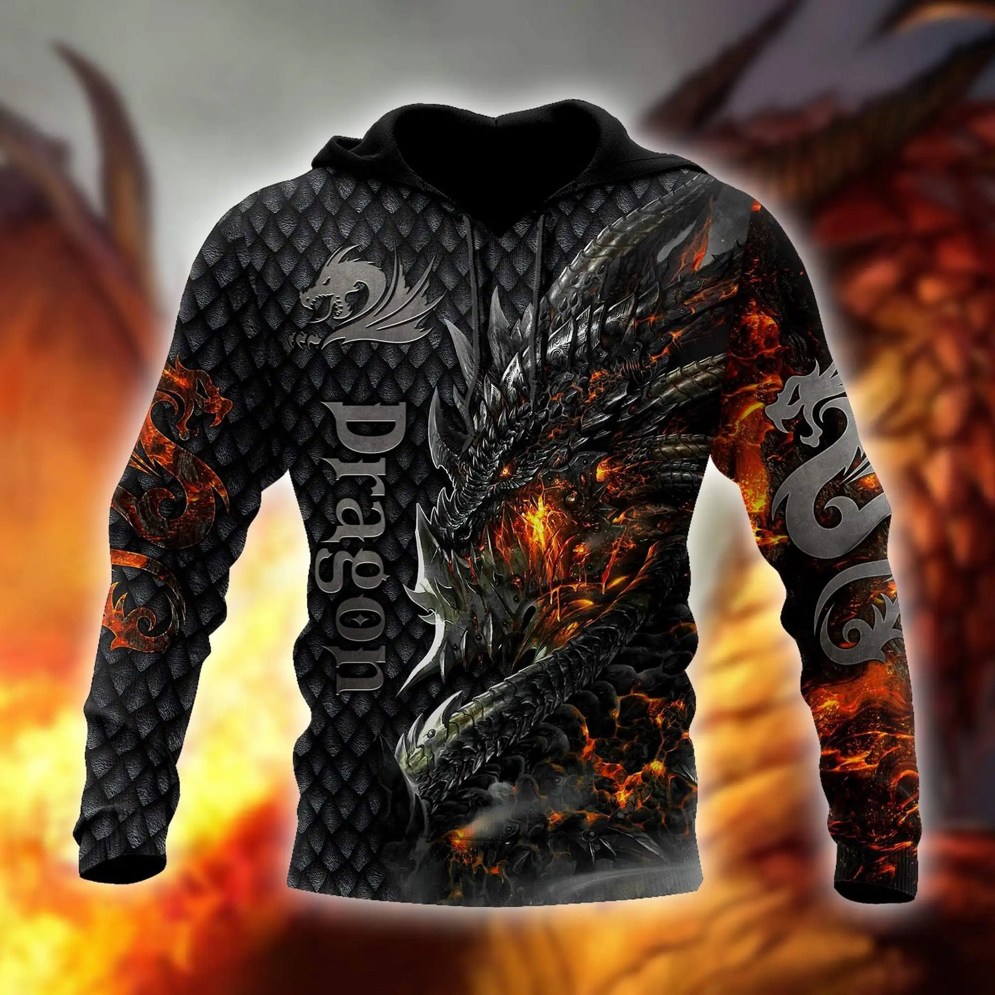 Upea tulilohikäärme 3D -kokopainettu miesten huppari, unisex-hupparit, collegepaita, syksyinen streetwear-rento takki, verryttelyasu KJ749
